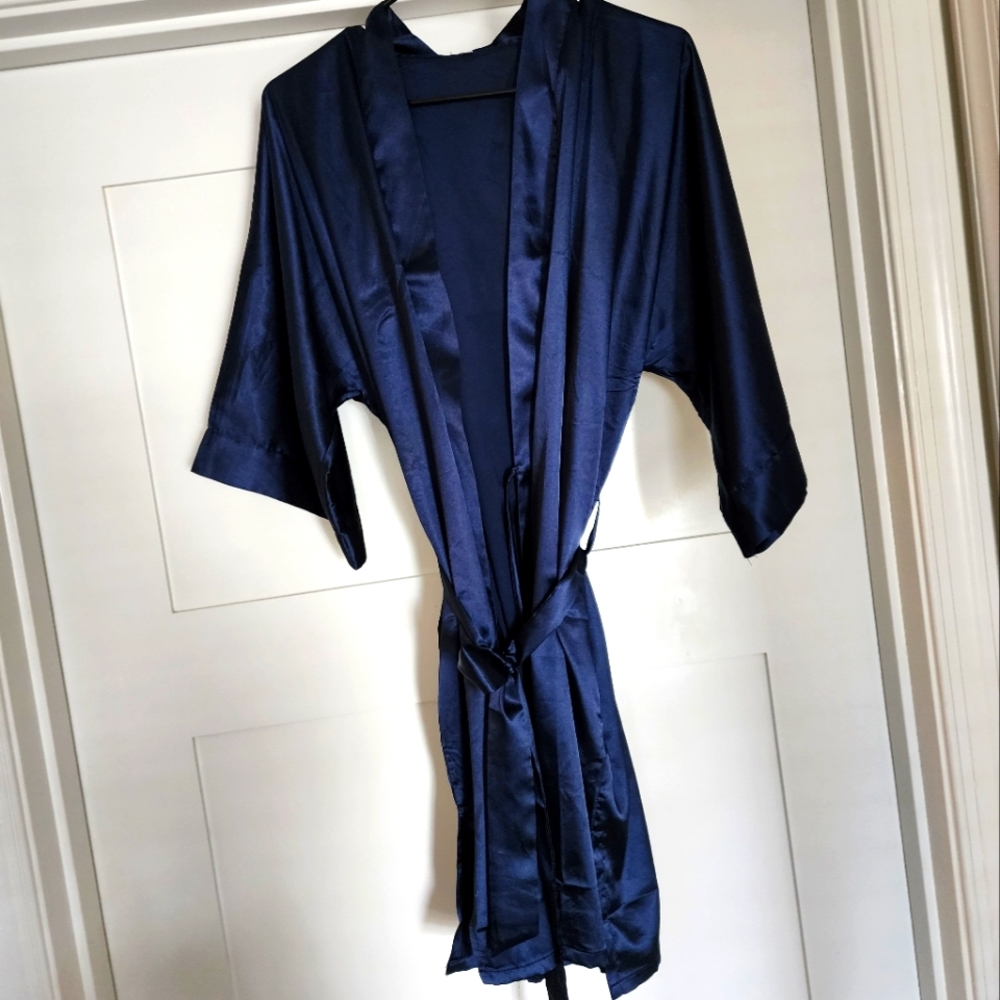 navy blue  kimono robe